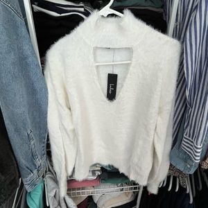 Lulus eyelash cream cutout sweater. Size small. New with tags.